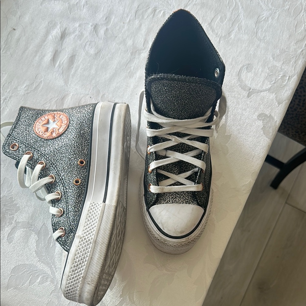 Converse Sparkly Black and Copper High-Top Sneakers
